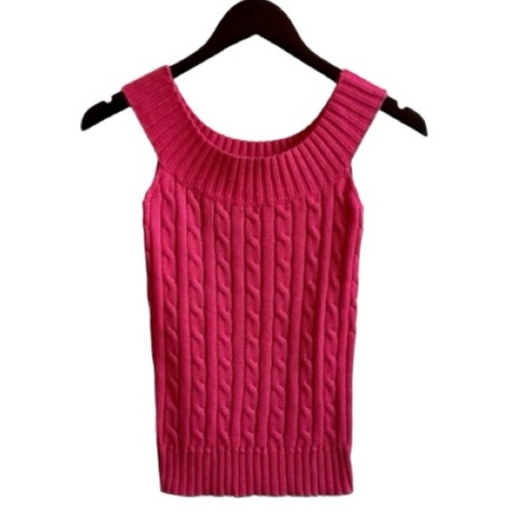 Ralph Lauren Blue Label Coral Pink Off Shoulder Cable Knit Sweater Size Small - Picture 4 of 6